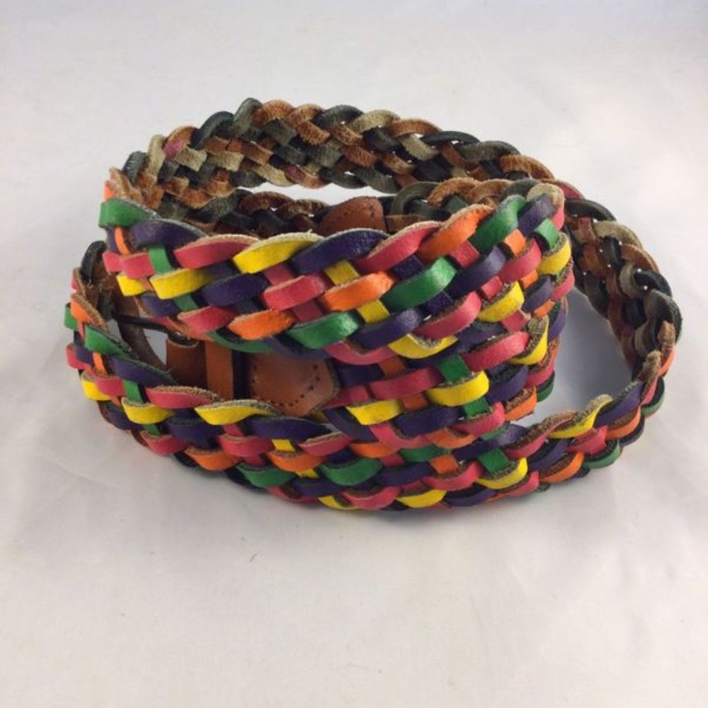 VINTAGE CAPEZIO COLOR BRAIDED WOMENS LEATHER BELT